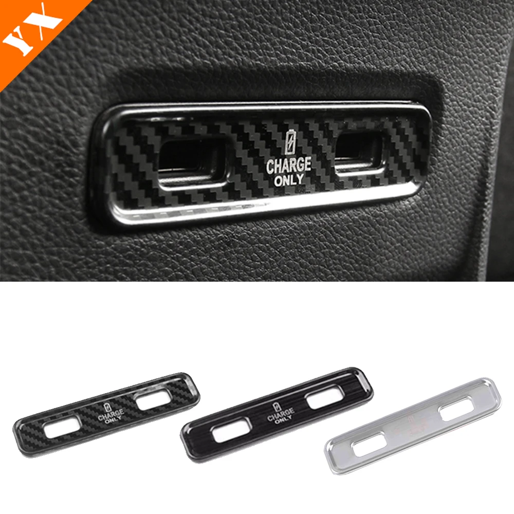 For Geely Accessories Okavango Urban Plus 2020-2023 Stainless Carbon Rear Seat USB Socket Charging Port Cover Trim Sticker