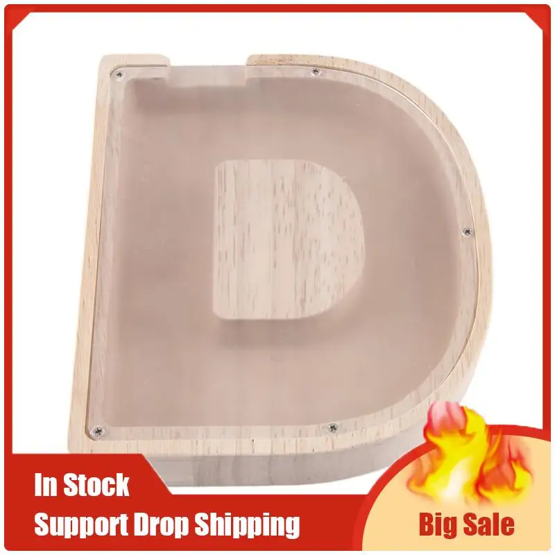 Le migliori offerte 1 pz salvadanaio con lettere in legno barattolo di risparmio con alfabeto inglese barattolo di risparmio di monete in vetro trasparente D