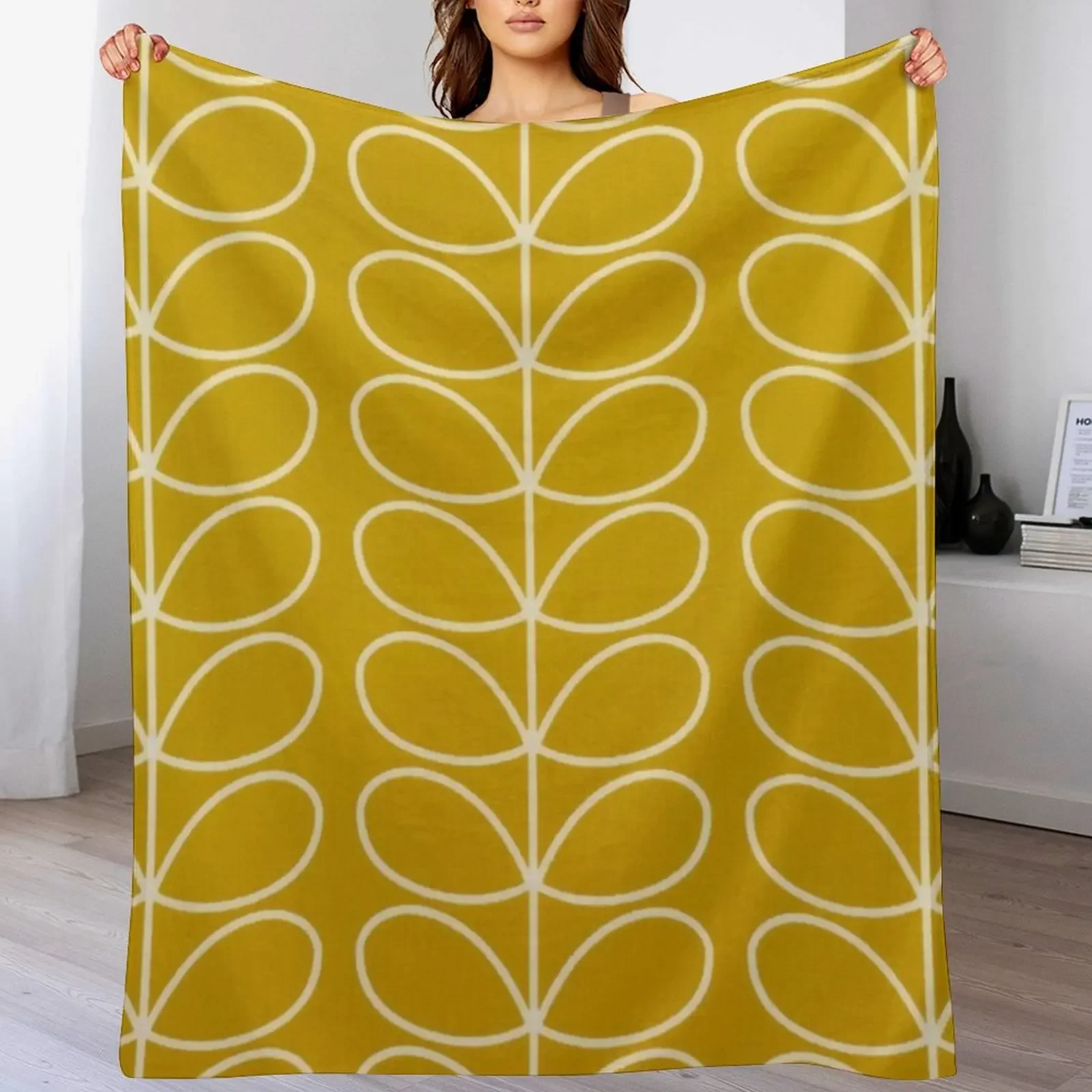 

orla kiely color stem, yellow pattern, orla kiely Throw Blanket Bed Fashionable Retros Giant Sofa Blankets