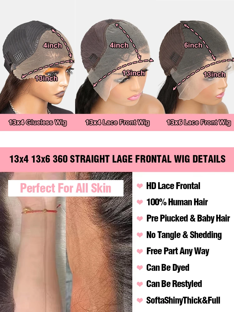 40 46 Zoll tiefe Wellenperücken 13x4 13x6 transparente HD-Lace-Front-Perücken Echthaar 250 Dichte lockige 360-Grad-Vollspitzeperücken für Frauen