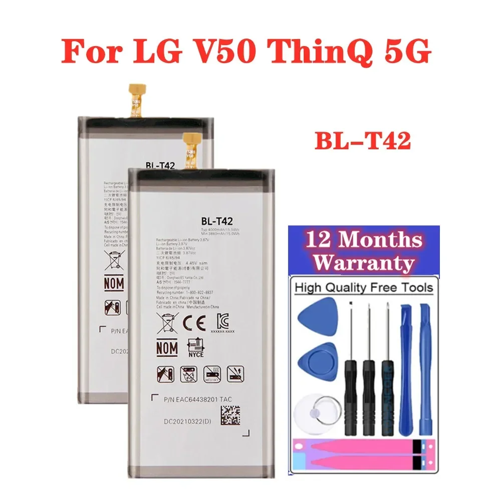 

New 4000mAh BLT42 BL-T42 Battery For LG V50 ThinQ 5G LM-V500 V500N V500EM V500xm Phone Battery + Free Tools