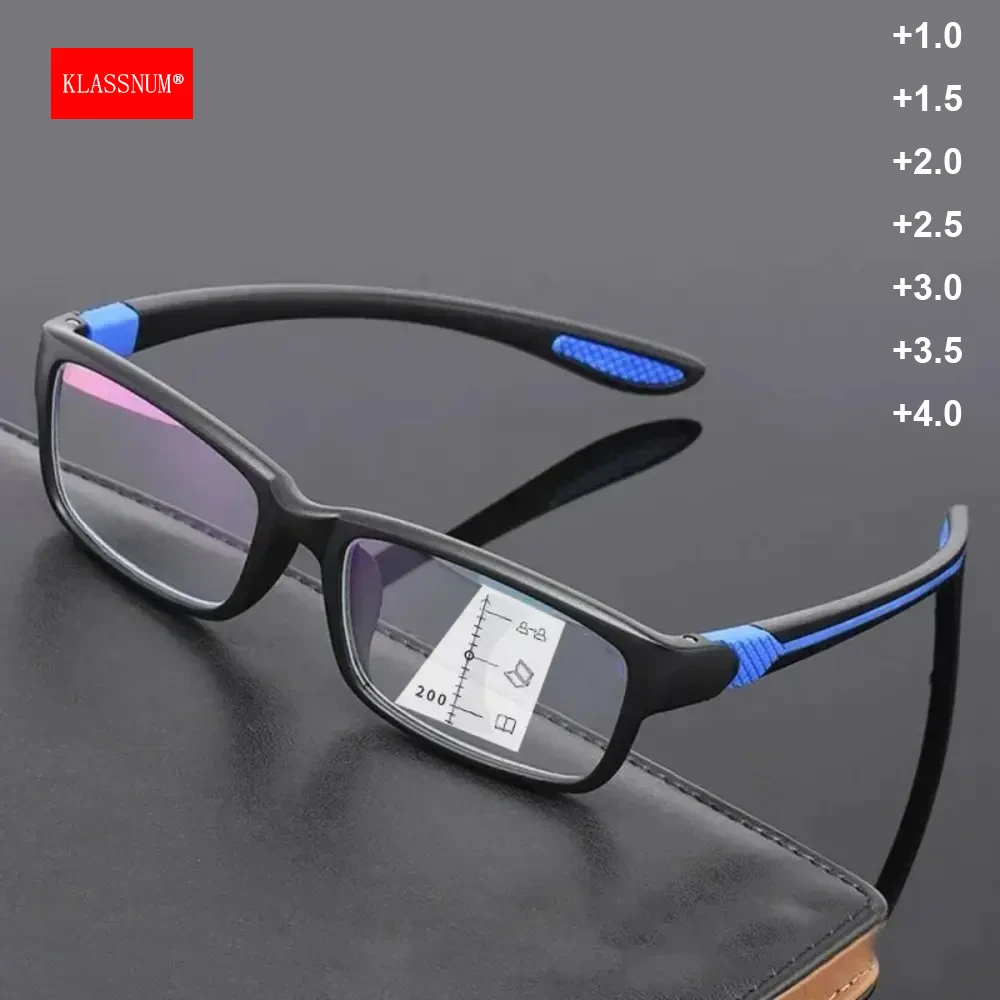 KLASSNUM Smart Reading Glasses Men Multifocal Glasses Women Anti-blue Progressive Reading Glasses Presbyopia Plus Eyewear 0 +4.0