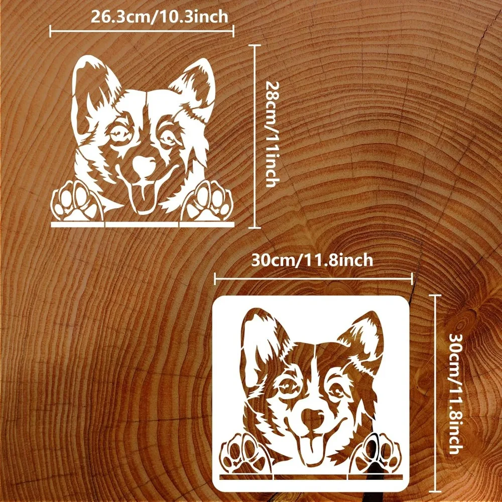 Corgi Dog Stencil 11.8x11.8inch Reusable Welsh Corgi Dog Drawing Stencil DIY Craft Pet Dog Painting Template Animal Theme