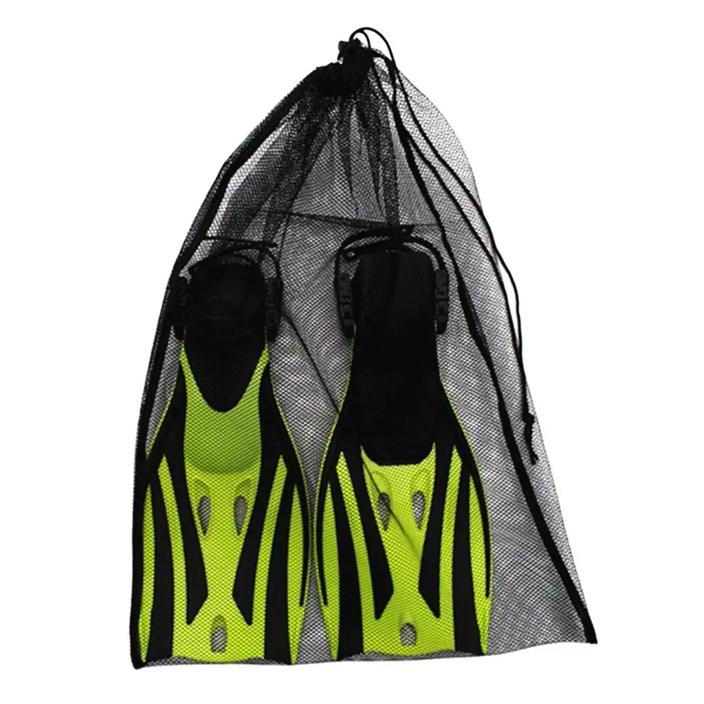 Scuba Gear Mesh Drawstring Bag Large Diving Storage Pouch Heavy Duty Polyester Net Bag for Swimming and Beach Use