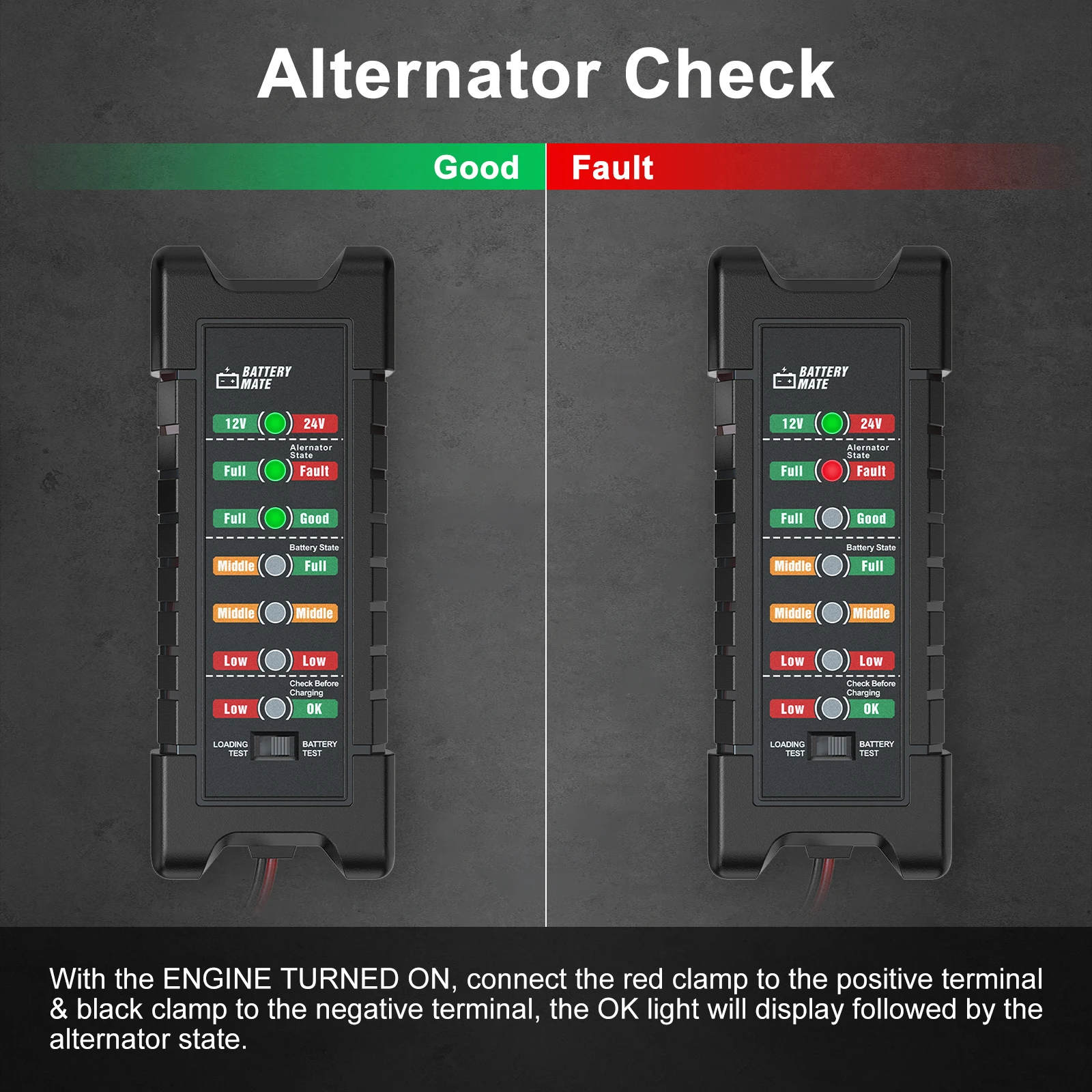 جهاز اختبار بطارية السيارة 12 فولت 24 فولت مع 7 أضواء LED عرض BM410 حماية المولد تحقق كاشف جهد لسيارة شاحنة دراجة نارية #4