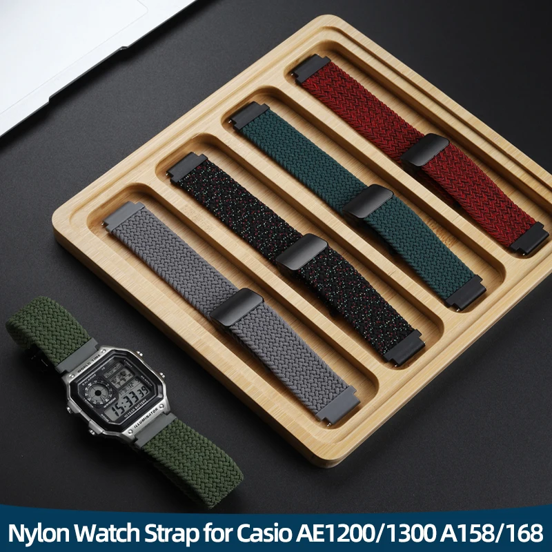 18mm Elastic nylon watchband for Casio W800H SGW400 F91W F84 F105/108/A158/168 AE1200/1300 Men's wristband bracelet accessorie