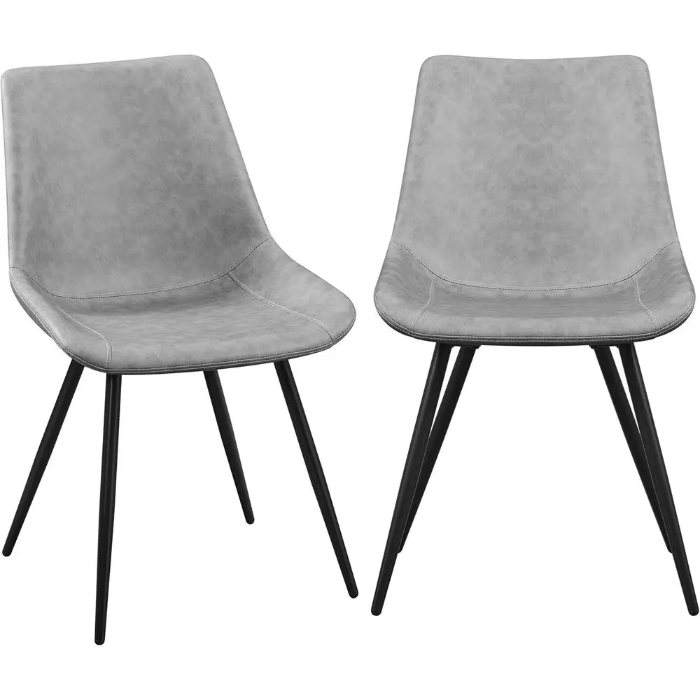 

Upholstered Dining Chairs Set of 2 with Faux Leather Seats and Metal Legs, Gray for Kitchen, Home Dining