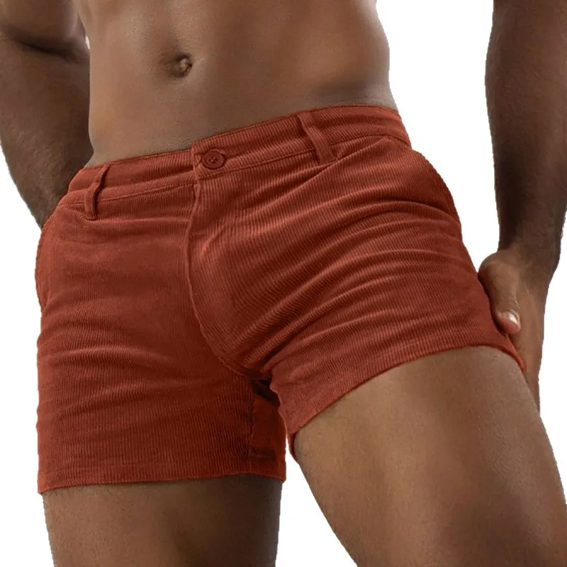 Men's Vintage Corduroy Shorts Retro Casual Summer Bermuda Shorts Solid Color Breathable Lightweight Streetwear Shorts for Men
