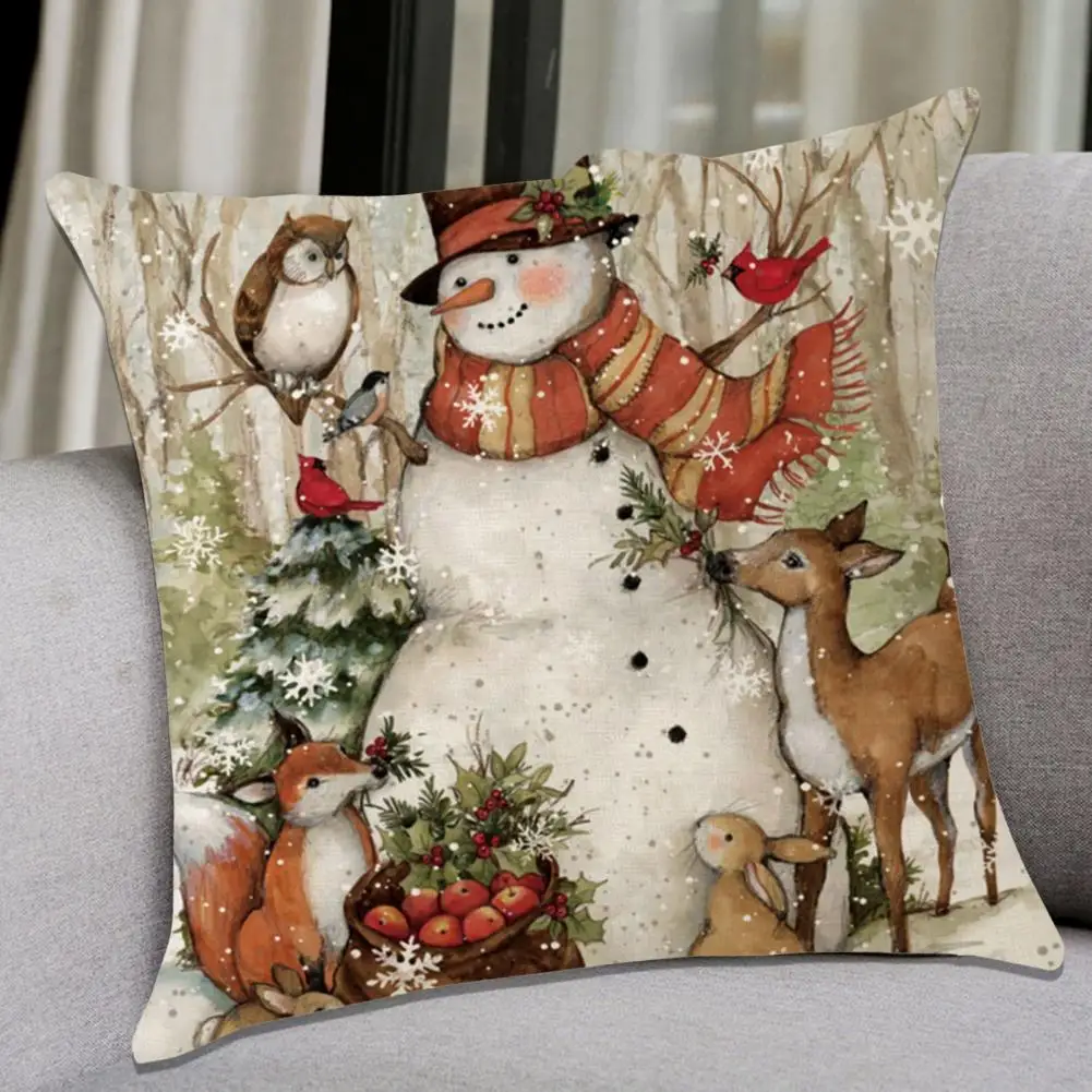 Pillow Case Useful Easy Insertion Cushion Cover Santa Claus Throw Pillow Cover Home Holiday Decor for Household