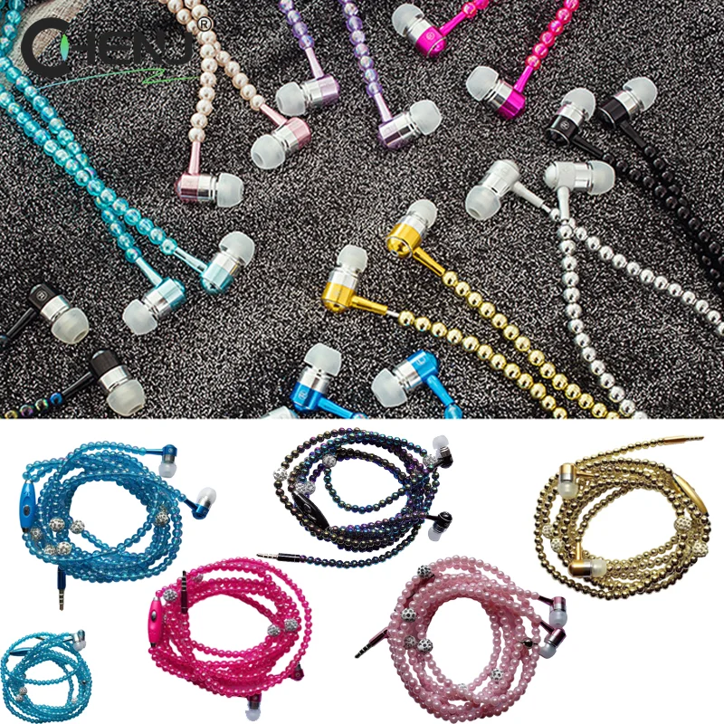 Pearl Earphone Necklace High-end Metal Dynamic Earphones With Microphone Music Call Headphones That Can Be Used As Accessories!