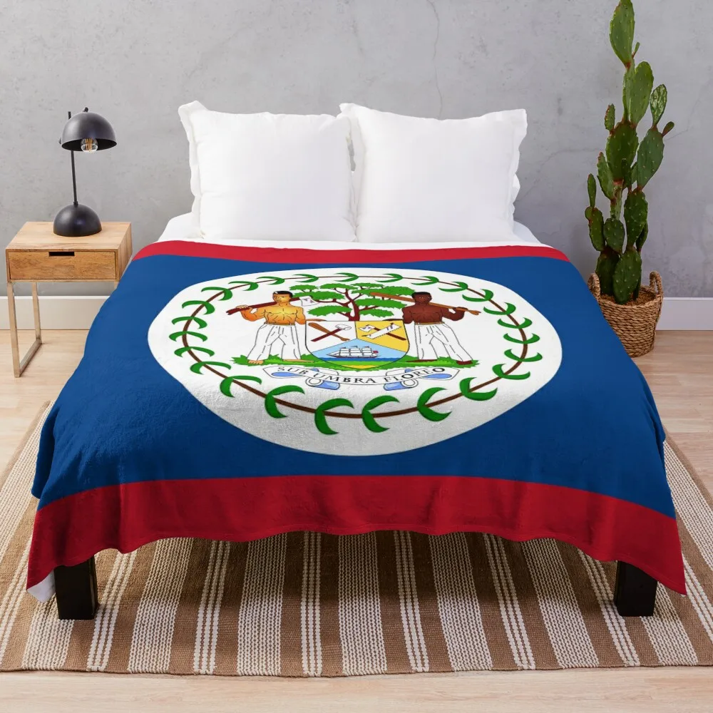 Belize Flag Print: Unity in Diversity and Heritage Throw Blanket Quilt Luxury Brand Bed covers Blankets