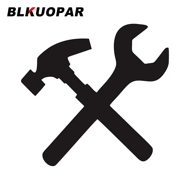 BLKUOPAR Hammer and Wrench Tools Car Stickers Creative Decal Scratch-Proof Die Cut Trunk Surfboard Car Door Protector