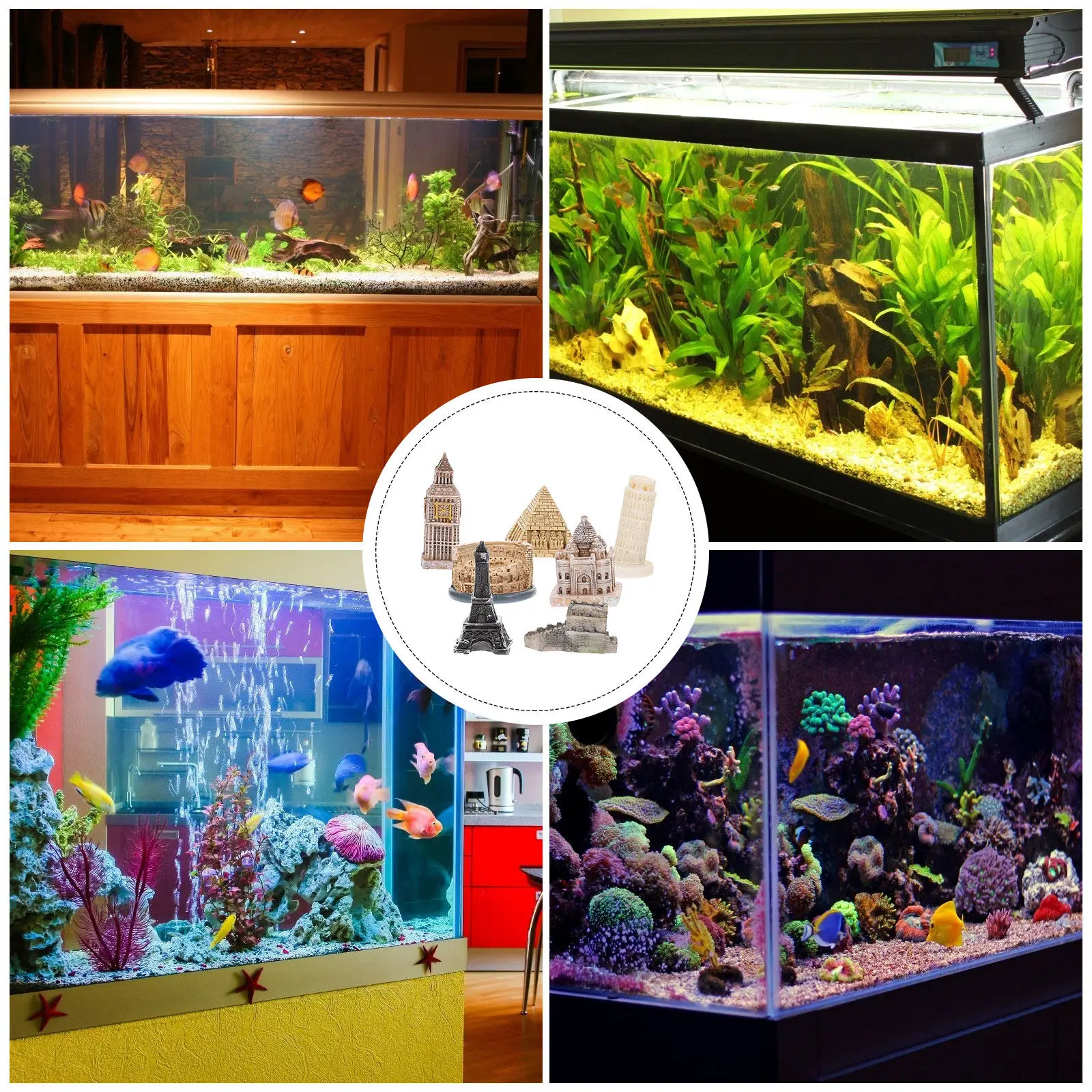 Conjunto de 7 Estátuas Romanas - Aquarium Fish Tank avaliação e preço
