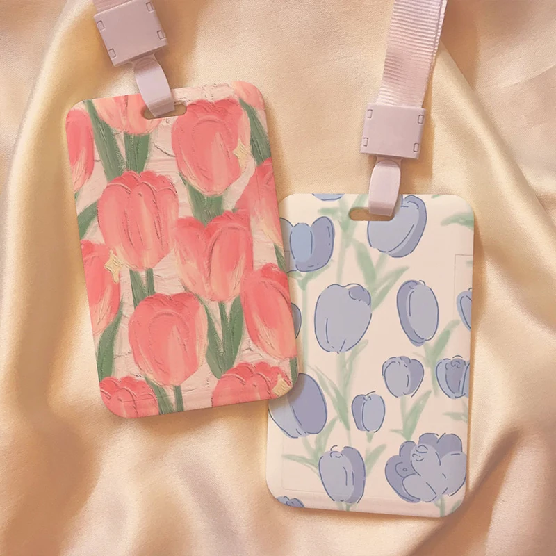 

Держатель для визитных карточек с цветком розы, милый розовый держатель для кредитных карт, держатели для банковских удостоверений личности, чехол для бейджей для женщин и мужчин