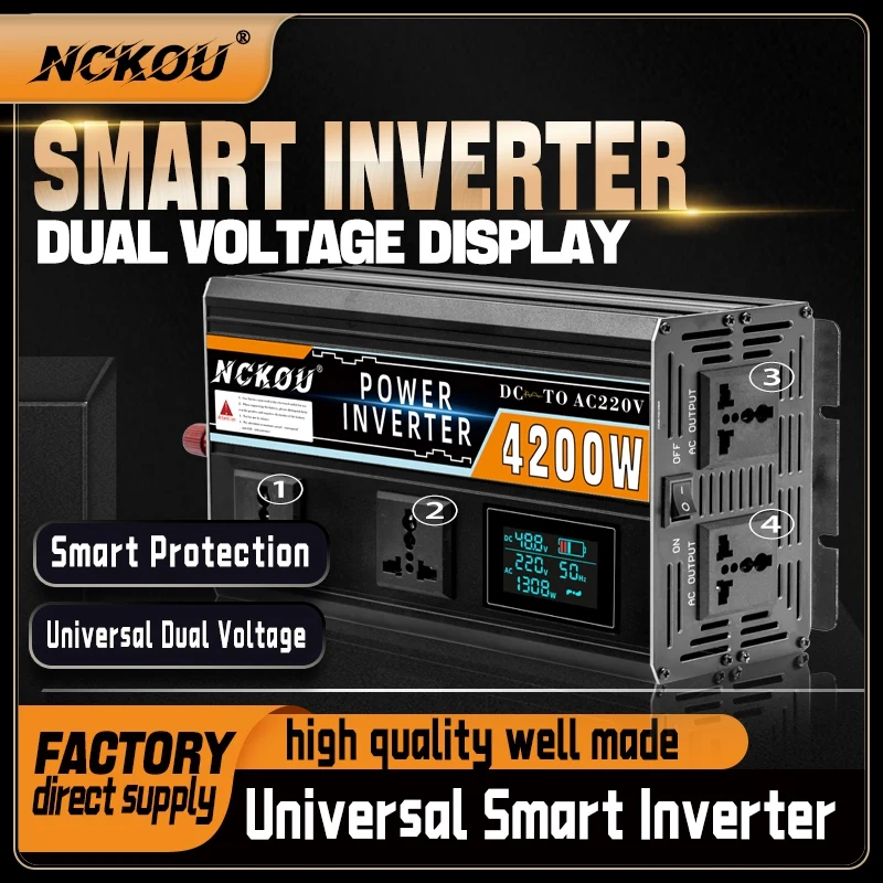 Power Inverter Dc 12v/24v/48v/60v To Ac 110v/220v/230v Modified Sine Wave 4200w 5000w Power Conversor  Inversor Corriente Invers