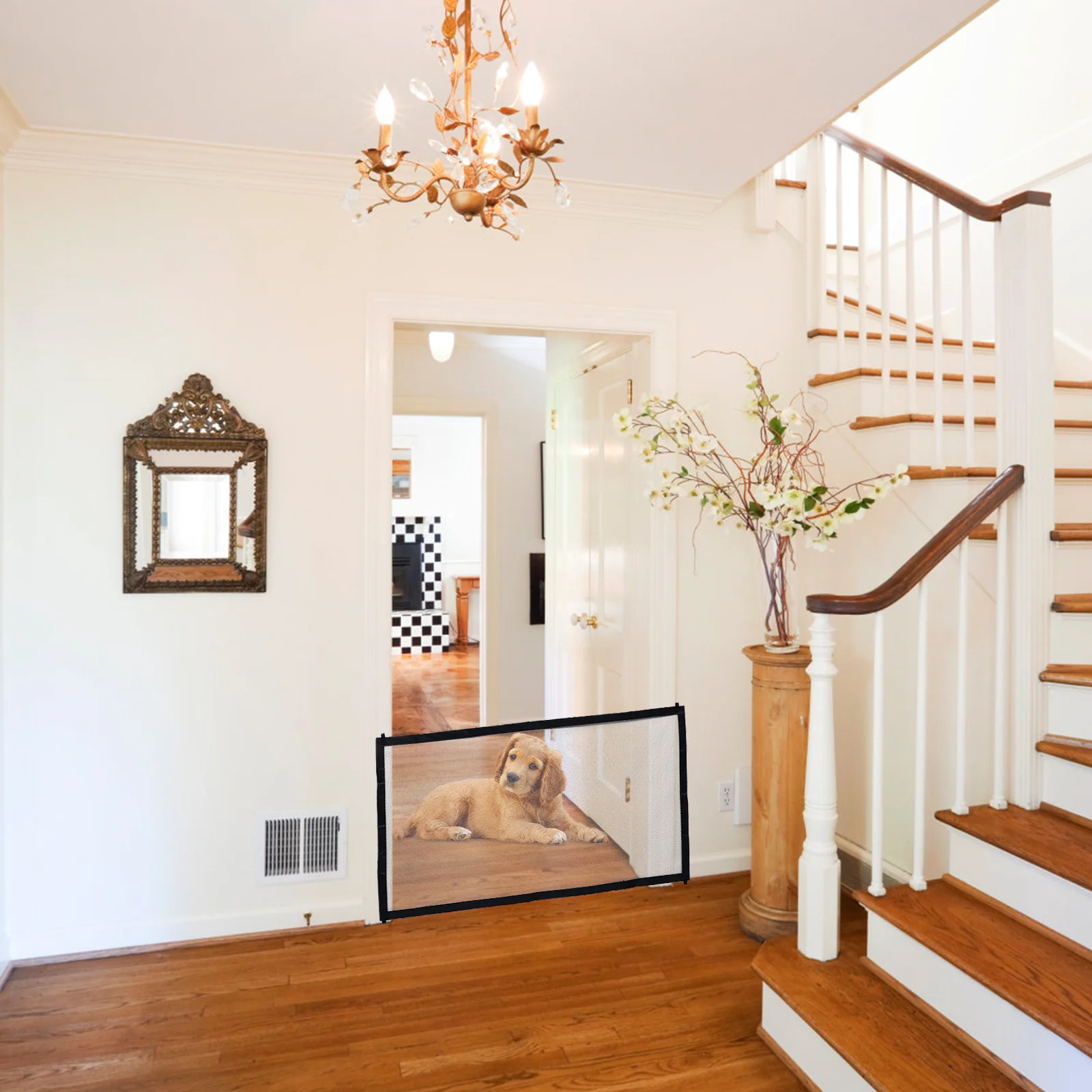 

Pet Gate for Hazardous Stairs Fence Indoor Protection Balcony Dogs Nylon Puppy Bathroom