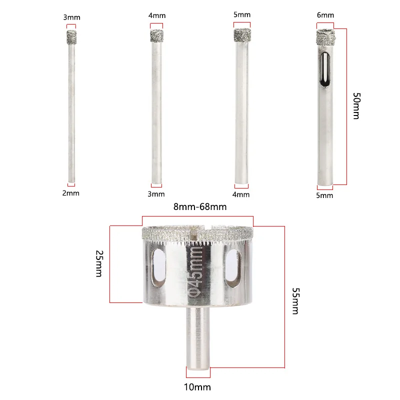 Imagem -03 - Diamante Revestido Buraco Saw Broca Grupo Buraco Saw Porcelanato Mármore Granito Cerâmica Vidro Ferramentas Abridor de Buracos 22 Pcs