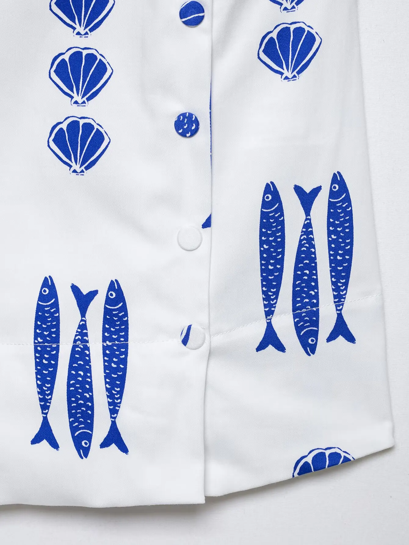 KONDALA Schickes Lässiges Bedrucktes Fisch-Motiv 2026 Damen-Anzug mit Knöpfen, Sexy Schmal Geschnittene Weste + Weite Hose mit Schleife und Reißverschluss, Böhmisches Damen-Set – Detail 10