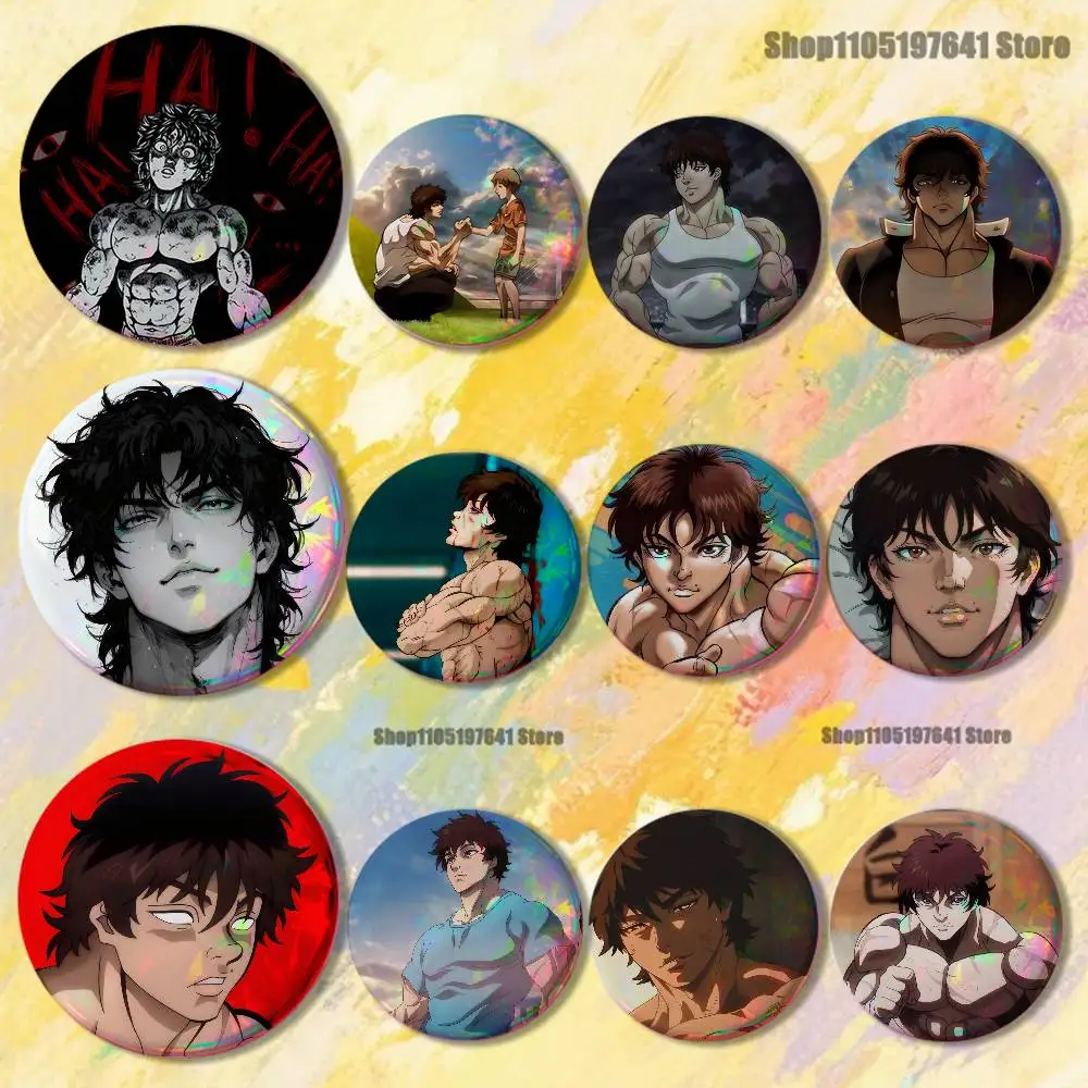 

Baki Anime H-Hanma Badges Button Round Creative Pin Brooch Badge Bag Decor Accessories Fans Collect Friends Gifts