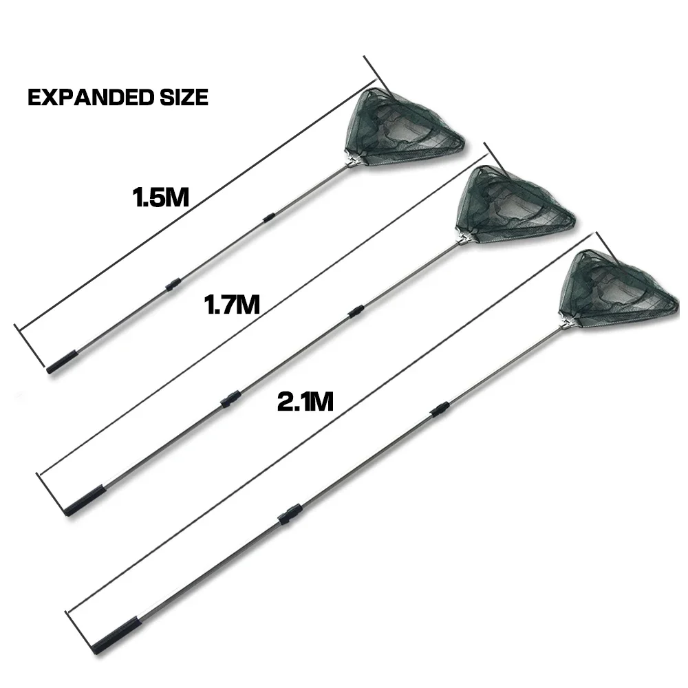 Aluminum Alloy 150/170/210cm Retractable Fishing Net Telescoping Foldable Landing Net Pole Folding Landing Net For Fly Fishing