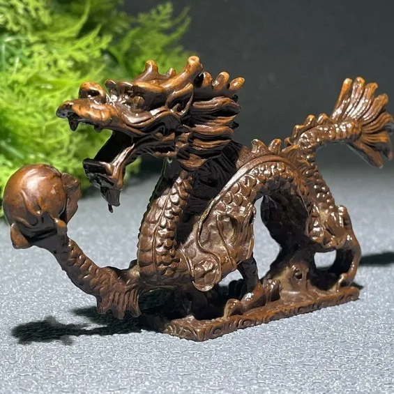 Solid brass auspicious dragon play bead ornaments to make copper craft Rui beast pen holder town ruler small copper pieces