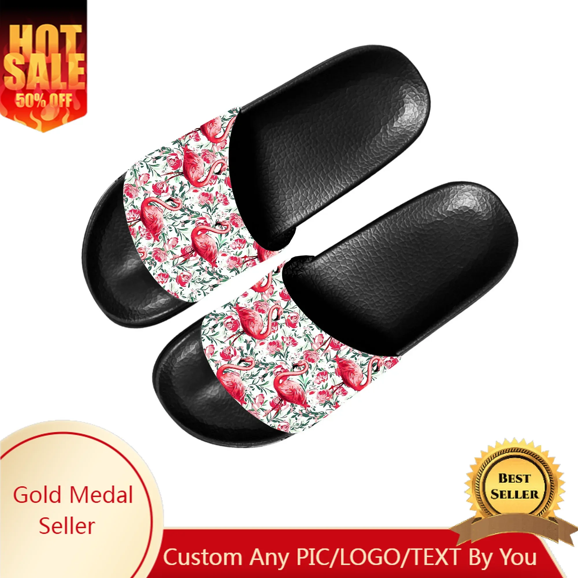 

Flamingo Printed Slippers Home Water Shoes Men Women Teenagers Bathroom Beach Pool Sandals Custom Made Summer Slipper