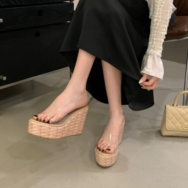 

Women's Slippers 2026 Summer Fashion Slippers Luxury Brand French Charm Women's Sandals Platform Wedge Slippers for Women Shoes