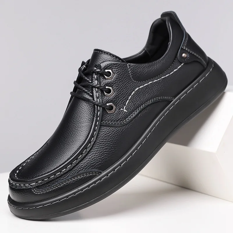 

Autumn New Shoes for Men Genuine Leather Casual Shoes Fashion Flat Skateboard Shoes Street Cool Loafers