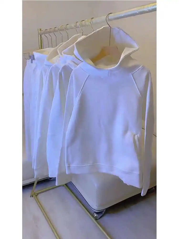 

White Net Version Hoodie Women's Long Sleeve Spring New Style Versatile Youthful Personality Casual Comfortable Polyester