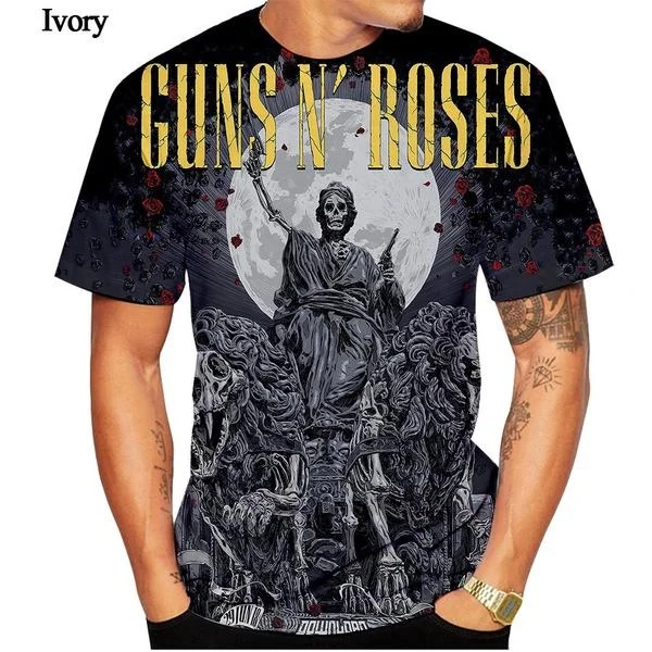 Men's/Women's Hot New Guns N' Roses 3D Printed T-Shirt Harajuku Short Sleeve Hip Hop Street Oversize Top Fashion Casual T Shirt