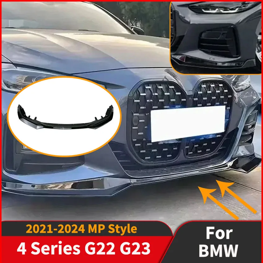 

For BMW 4 Series G22 G23 MP 2021 To 2024 3PCS Car Front Bumper Splitter Lip Diffuser Accessories Auto Exterior Body Kit Tuning