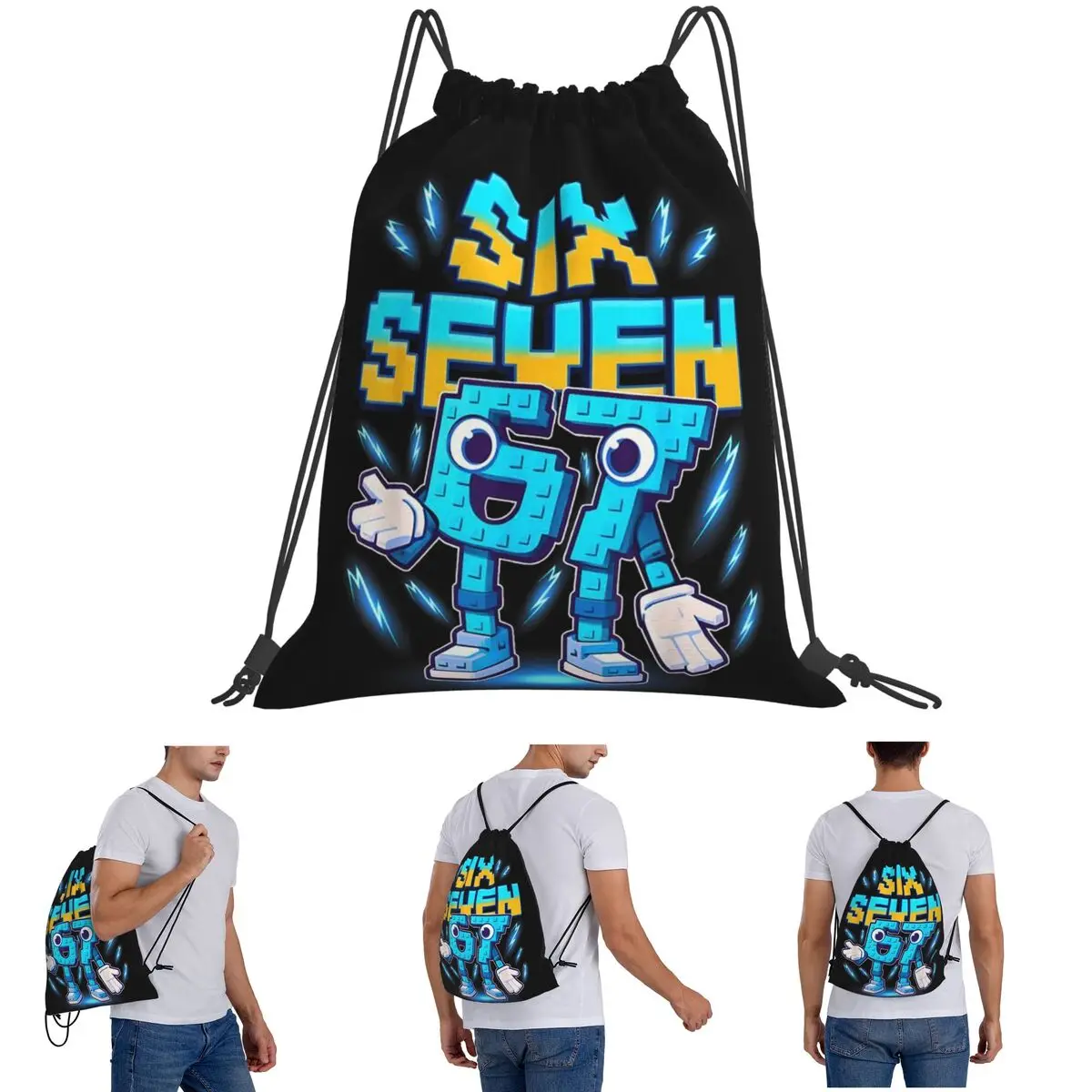 

Colorful Number 67 Print Backpacks Portable Drawstring Bags Sports Bag Book Bags for Man Woman School