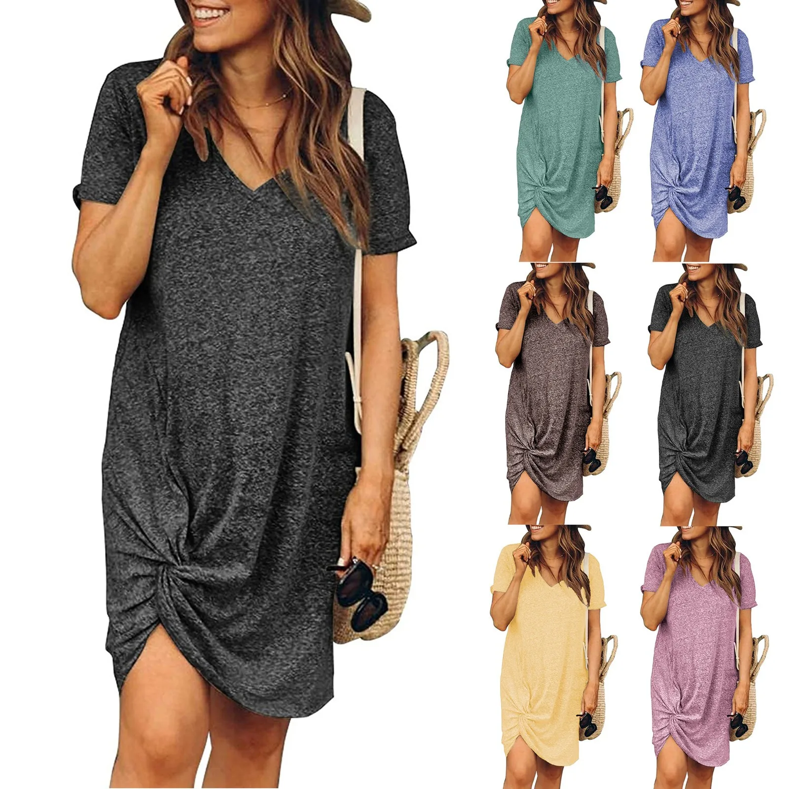 Casual Twist Hem Dress Women H - Summer Clothing Essentials Women 评论和价格