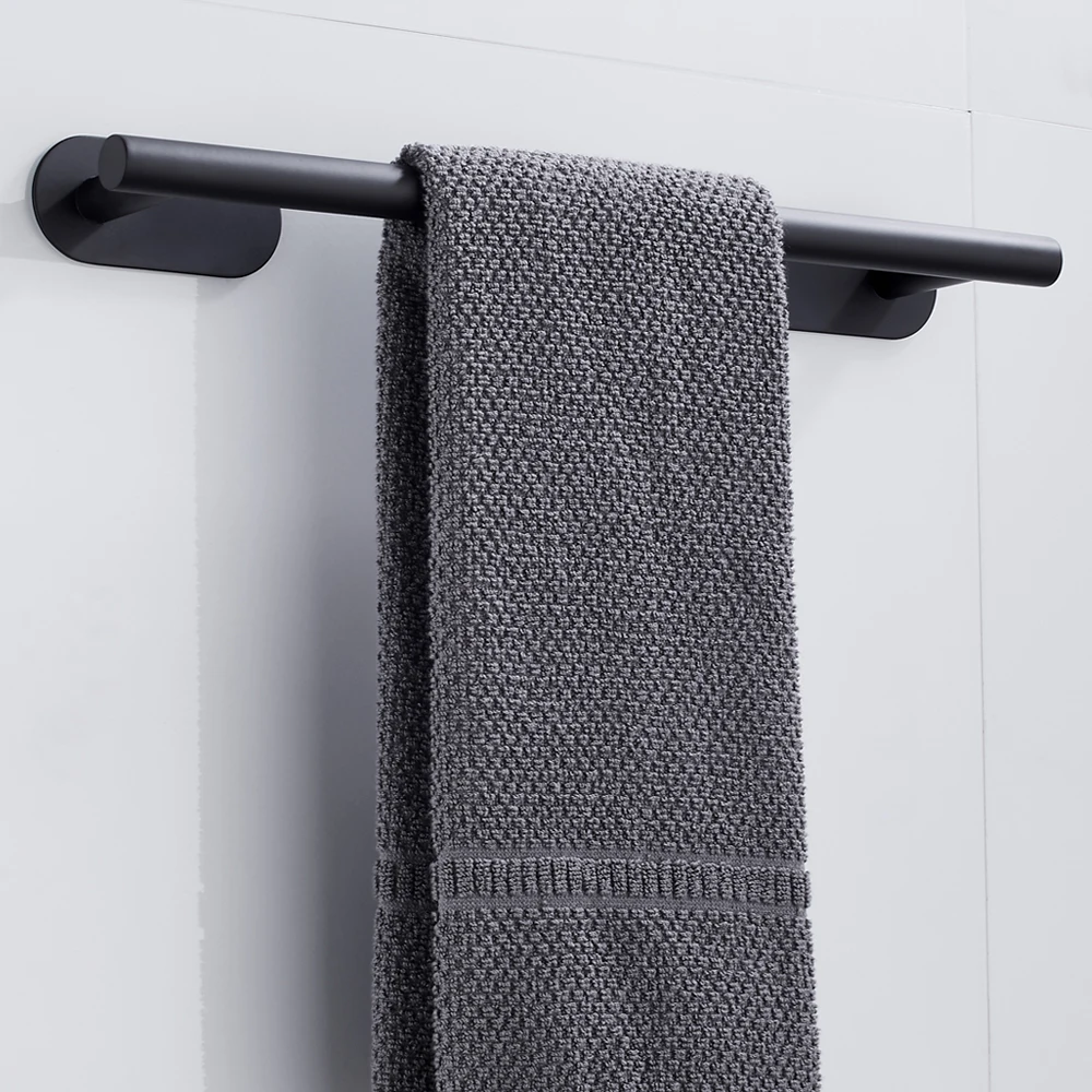 

40cm Self Adhesive Stainless Steel Bathroom Towel Rack Wall-Mounted No Drilling Towel Clothes Shelf Holder Hanger for Home Bath