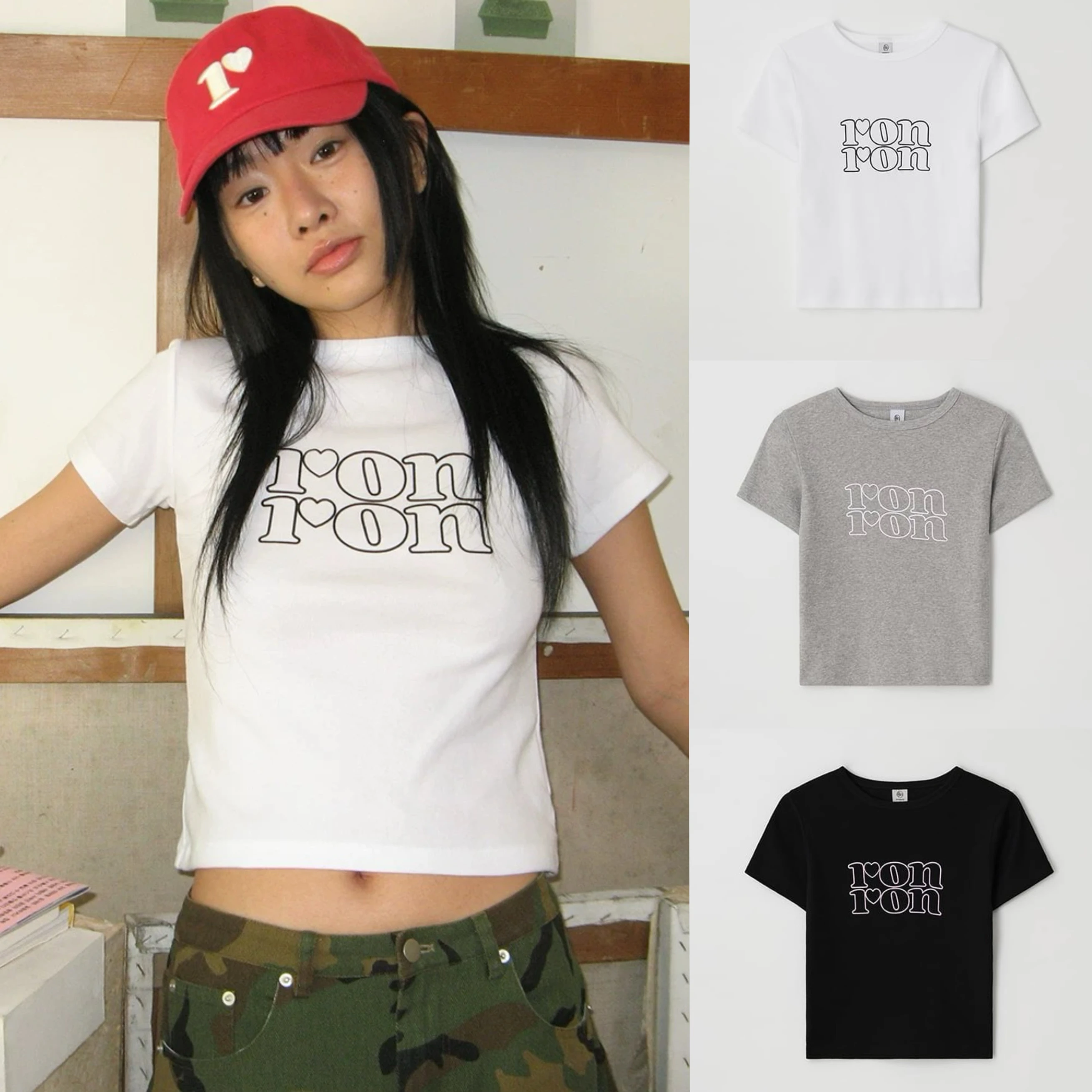 

Slim Fit ort Sve T-irt Women's Summer Street Sle Hollow Letter Print Casual round Ne Cotton 00% Creative Pattern