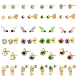 925 Sterling Silver Needle Colorful Crystal Mini Round Stud Earrings for Women 8 Color Crystay Luxury Earrings Fashion Jewelry