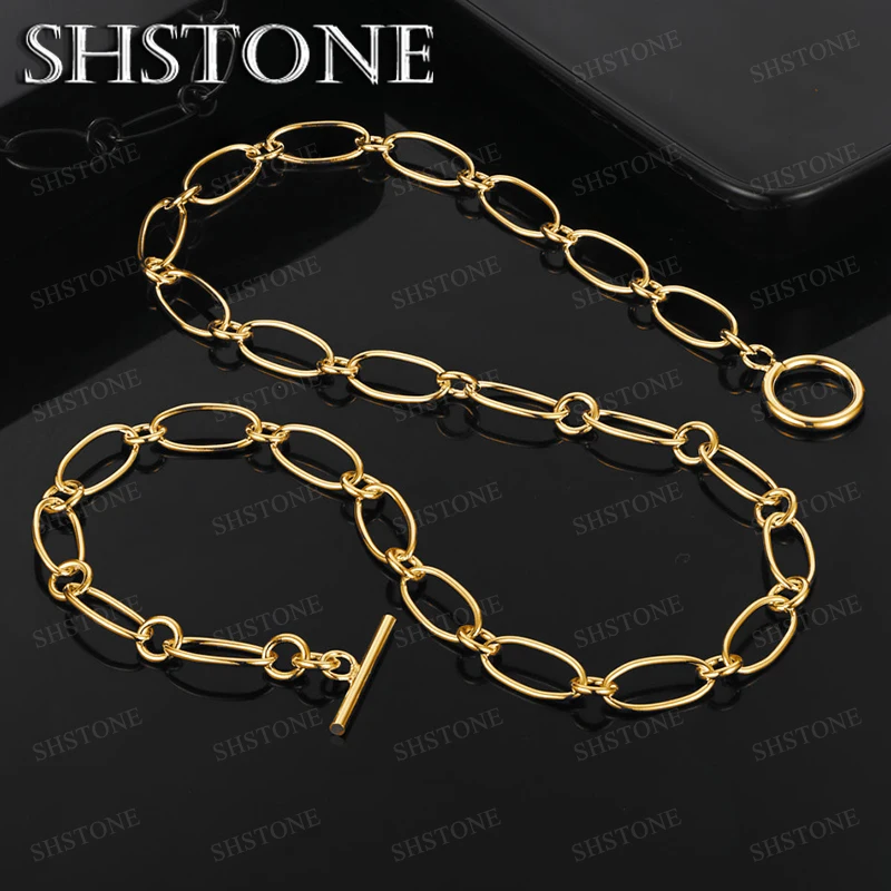 

46cm Oval Chain 18k Gold Necklace For Men Fashion Charm Simple Jewelry For Women Birthday Party Holiday Gifts Accessories