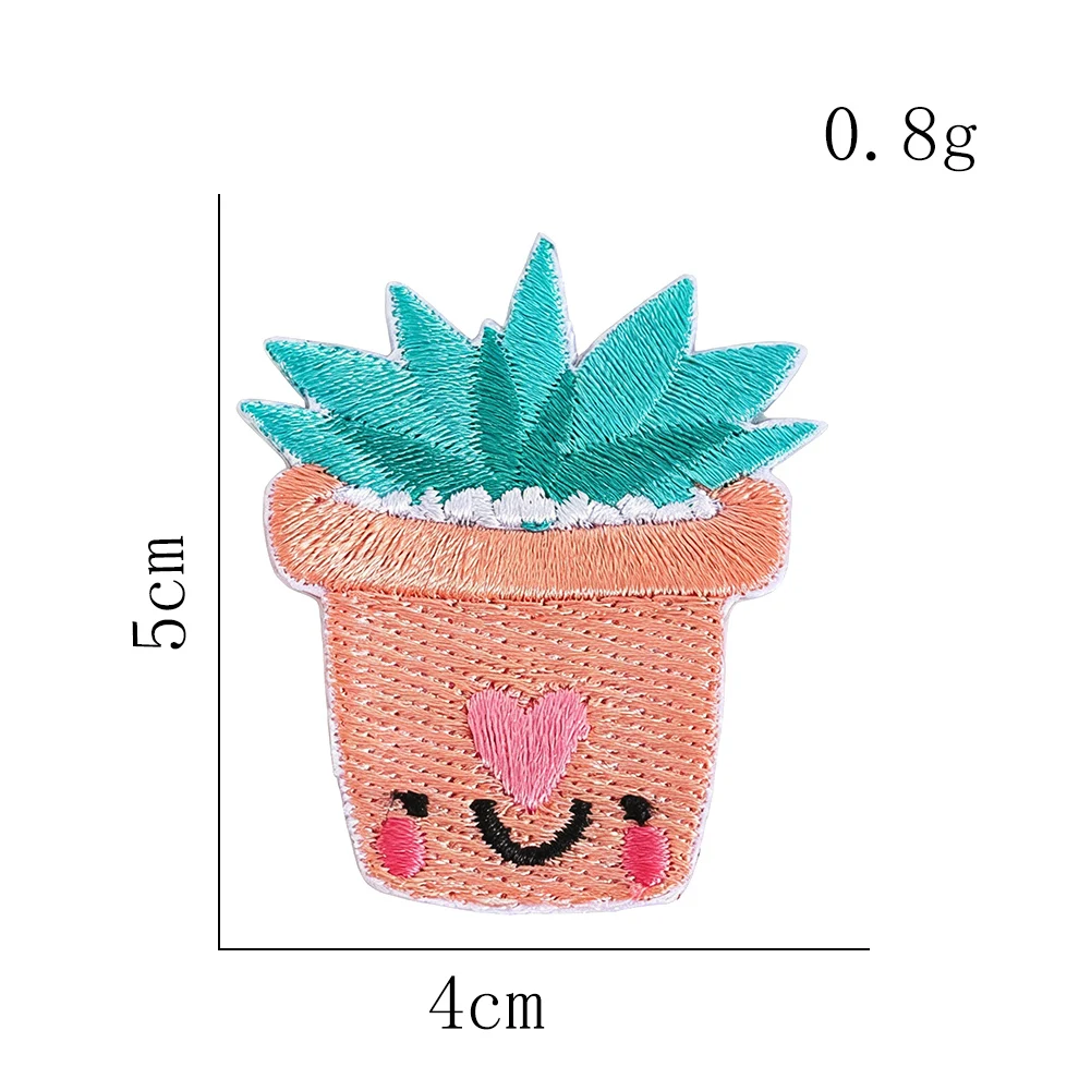 Niedlicher Kaktus-Stickerei-Aufnäher zum Aufbügeln oder Aufnähen, Topfpflanze mit Gesicht für Kapuzenpullover, Rucksäcke, Kawaii-Stil, Geschenk für Freundinnen – Detail 7