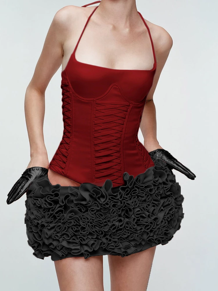 

Amyway Romantic Rose Pure Desire Sle 3D Flower Embellied Waist-Cinching Ne Hanging Strap Vest Top Women's Sweet Fit Tan...