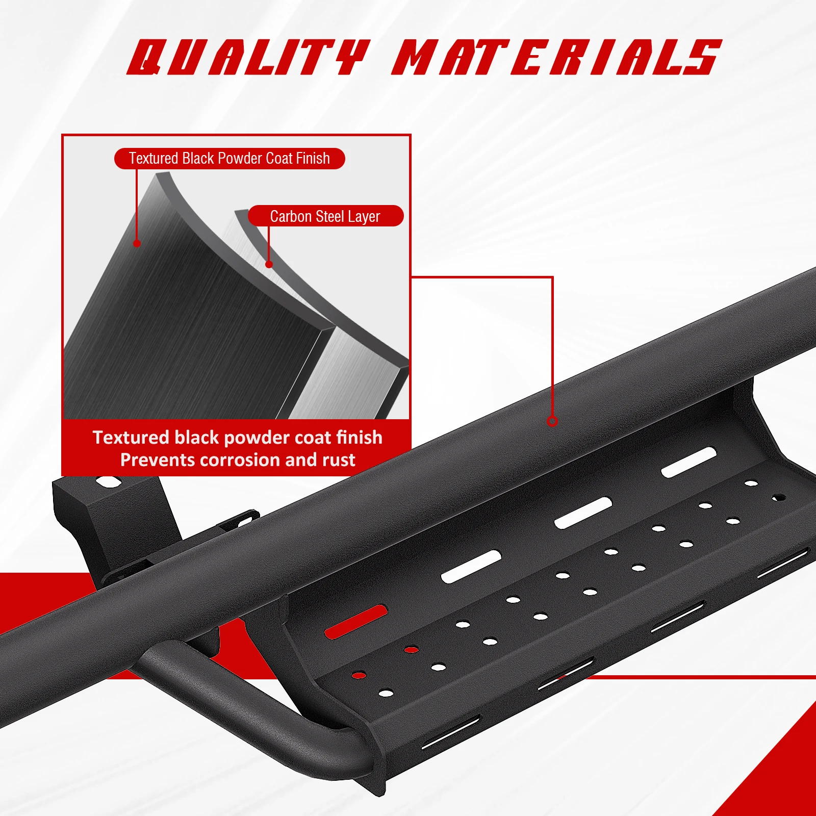 Armor Running Boards for 2018-2024 Jeep Wrangler JL 4 Door Nerf Bar Side Steps