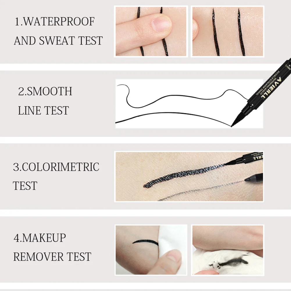 Waterproof 2-in-1 Winged Eyeliner Stamp - Long-Lasting, Quick Flick, Smudge-Proof, Natural Cat Eye & Vamp black Eyeliner pencil