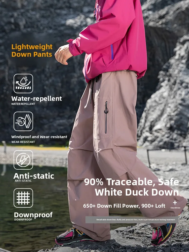 

Утепленные пуховые лыжные брюки унисекс, ветрозащитные, водонепроницаемые, теплые рабочие брюки, функциональные молодежные популярные повседневные длинные брюки