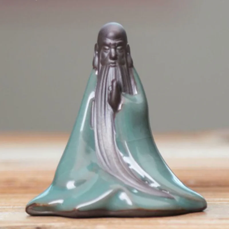 Yixing Zisha Pottery Buddhism Square Zhang Old man Figurines Statue 2.5