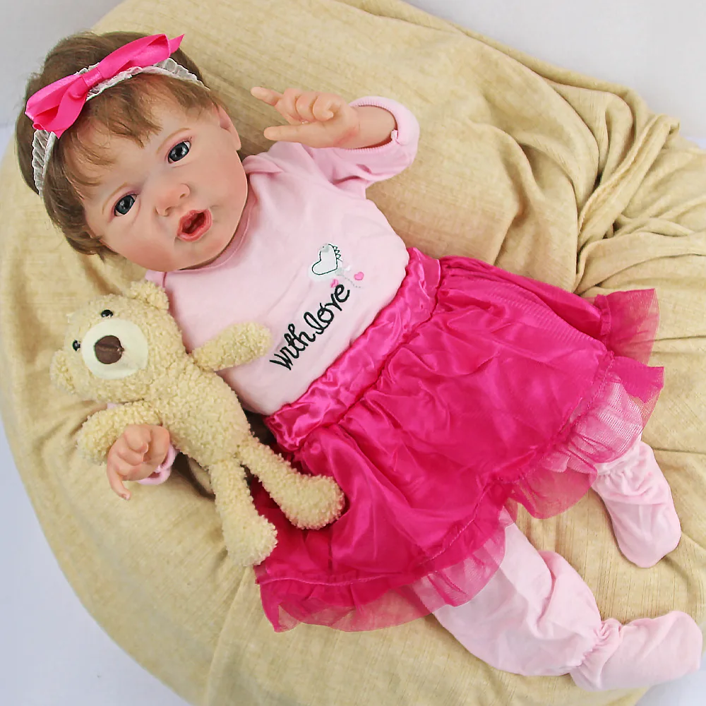 

Reborn Baby Dolls 55cm Realistic Silicone Baby Doll Girl Soft Weighted Body Reborn Doll Newborn Doll Toy Birthday XMAS Gifts