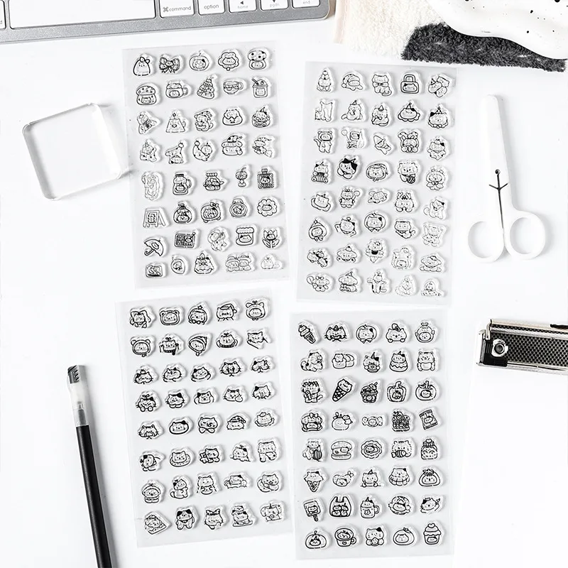 1 PC Cute children's stamp Cat theme DIY collage decorative Scrapbooking Material handmade Diary Album Junk Journal Supplies