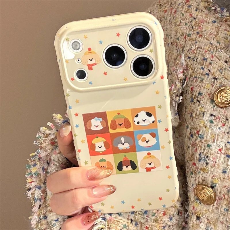

Bubble heart painted nine grid dog phone case for iPhone 11 12 13 14 15 16 17 PRO MAX