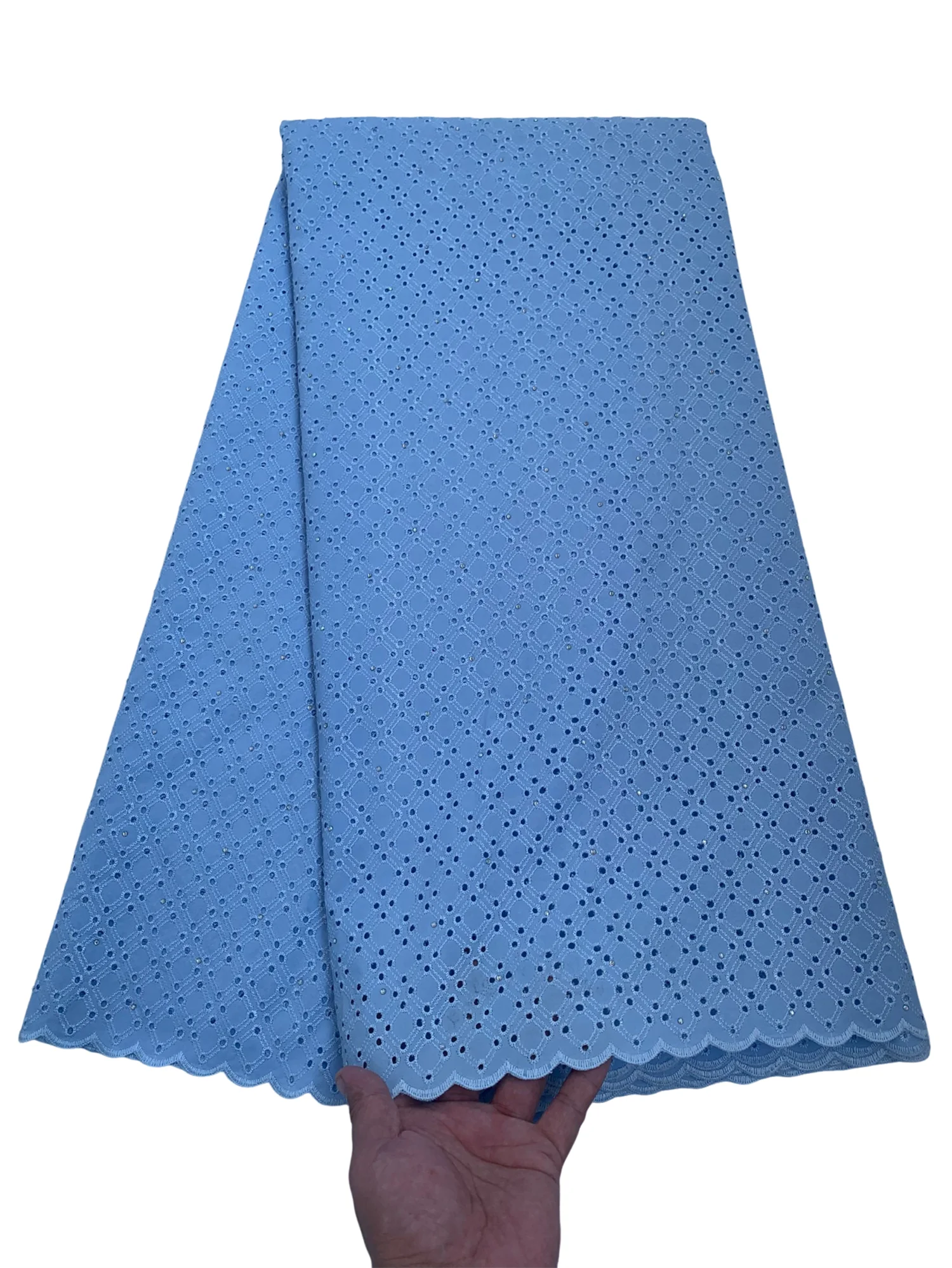 

Pure African Swiss Voile Dry Cotton Lace Fabric 2025 5 Yards Nigerian Embroidery Lace Fabric With Stones For Women Party Dress