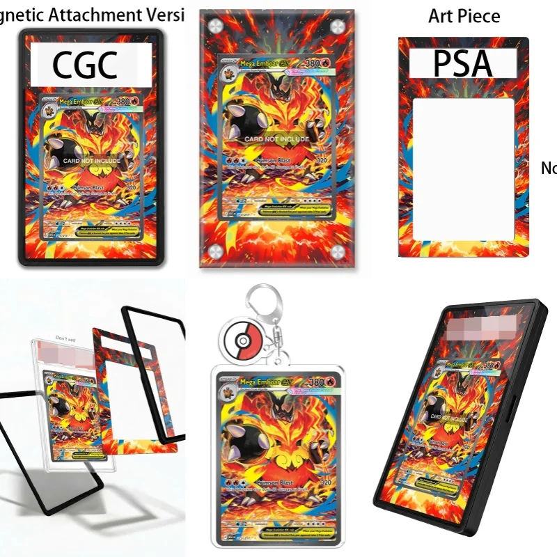 Art Display for Pokemon Scarlet Violet Mega Emboar Ex Anime Expand Art Fans Gift Recyclable Acrylic Protective Case Keychain