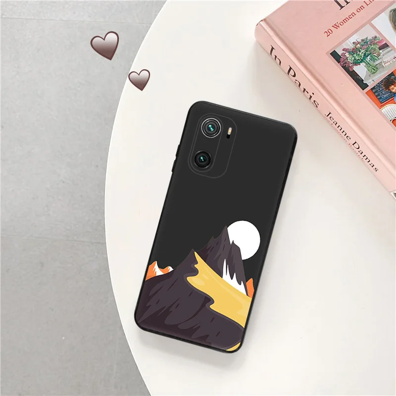 Black Soft Phone Cases For Redmi Note 10 10s 9 9t 9s 8 8t 7 9a 9i 9c 10a 10c 13 a3 x Xiaomi 10t Pro Snow Mountain Volcano Cover