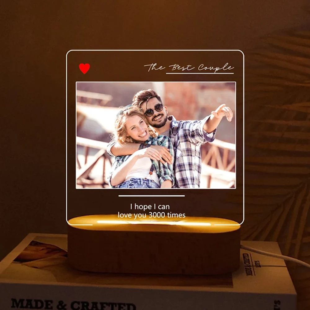 Custom 3D Photo Lamp Night Light Engraving Base Custom Wedding Anniversary Birthday Christmas 3D Lamp Gifts Support Dropshipp